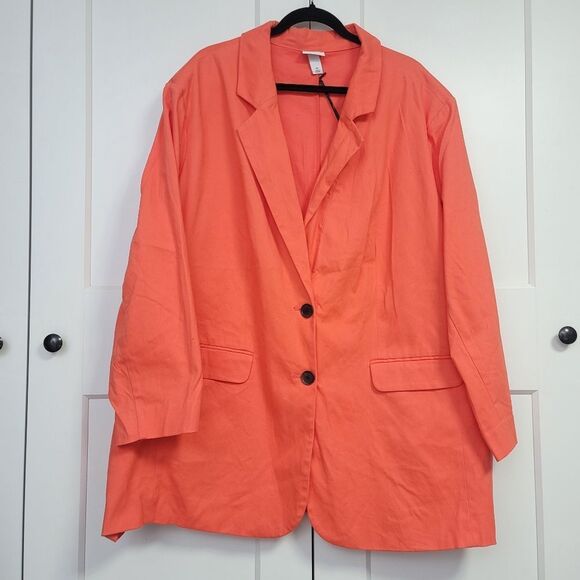 Ava & Viv Women's Coral Orange Blazer, 3X - Picture 3 of 7